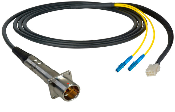 Camplex LEMO PBW to Duplex LC & 6-Pin Amp In-Line Fiber Breakout 50 Foot