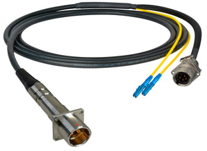 Camplex LEMO PBW to Duplex LC & 5-Pin RG In-Line Fiber Breakout 25 Foot