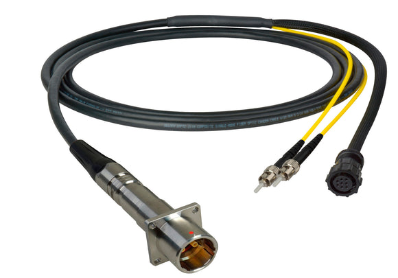 Camplex LEMO PBW to Dual ST & 8-Pin Amp In-Line Fiber Breakout 75 Foot