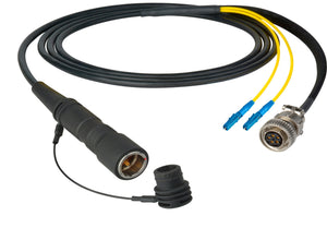 Camplex LEMO PUW to Duplex LC & 5-Pin Amp In-Line Fiber Breakout 25 Foot