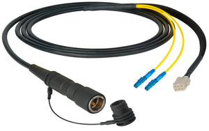 Camplex LEMO PUW to Duplex LC & 6-Pin Amp In-Line Fiber Breakout 50 Foot