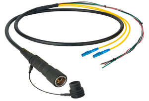 Camplex LEMO PUW to Duplex LC & Blunt Lead In-Line Fiber Breakout 6 Foot