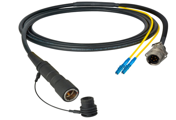 Camplex LEMO PUW to Duplex LC & 5-Pin RG In-Line Fiber Breakout 6 Foot