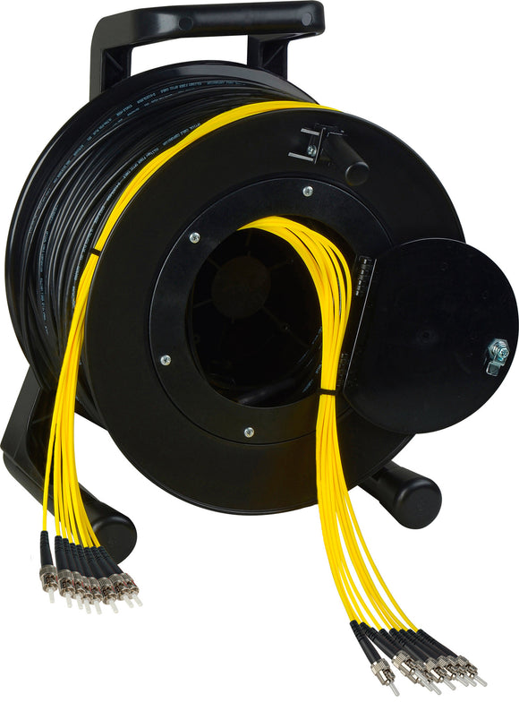 Camplex 8-Channel ST Single Mode Fiber Optic Tactical Snake on Reel 750 Ft