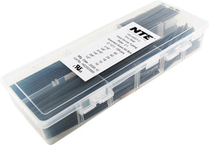 NTE Electronics HS-ASST-2 Master Heat Shrink 158 Piece 2.5 Inch 2-to-1 Shrink Tubing Kit Black