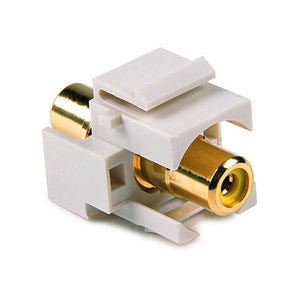 HellermannTyton RCA Coupler Keystone Module with Green Stripe - White