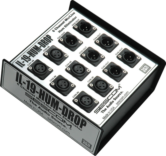 Sescom IL-19-HUM-DROP Six Channel Professional Audio Hum Eliminator / Isolation for FOH Mix Down Rooms & Stage Use!