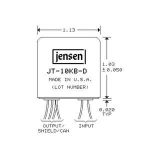 Jensen JT-10KB-D Line Input Transformer 4:1 Stepdown For BalancedBridging Inputs