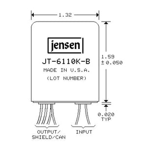 Jensen JT-6110K-B Line Input Transformer 4:1 Stepdown