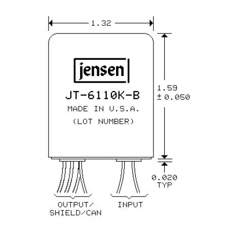 Jensen JT-6110K-B Line Input Transformer 4:1 Stepdown