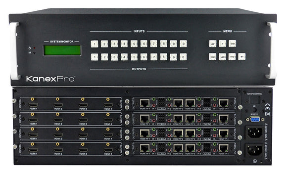 KanexPro HDBASE16X16 16x16 HDBaseT Matrix Switcher with Audio De-embedder & PoE