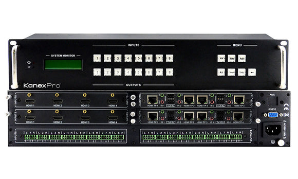 KanexPro HDBASE8X8 8x8 HDBaseT Matrix Switcher with Audio De-embedder & PoE