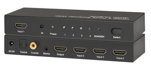 KanexPro HDSW4HF HDMI 4x1 Switcher with Digital & Stereo Audio