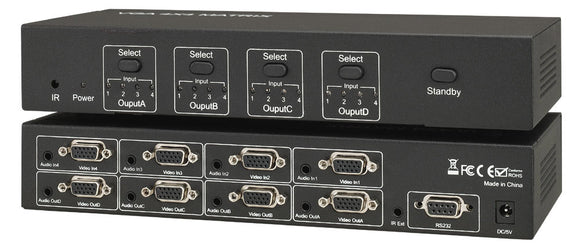 KanexPro VGA4X4SW VGA 4x4 Matrix Switcher with Audio & RS-232