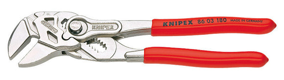 Knipex 86 03 180 - Pliers/Wrench in Single Tool - Nickel Plated - Plastic Coated Handles - Extra Narrow Gripping Jaws