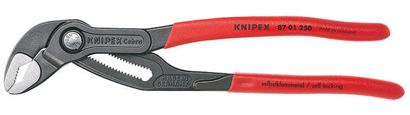 Knipex 87 01 250 Cobra Hightech Water Pump Pliers - Head Polished - Plastic Coated Handles