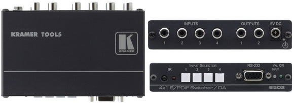 Kramer 6502 4x1:2 S/PDIF Switcher