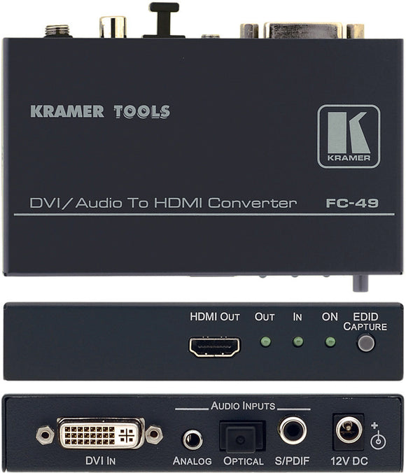 Kramer Tools FC-49 DVI with Digital or Analog Audio to HDMI Converter & Embedder