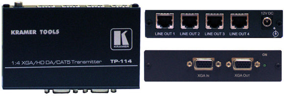 Kramer TP-114 1x4 Computer Graphics Video & HDTV over Twisted Pair Transmitter & Distribution Amplifier