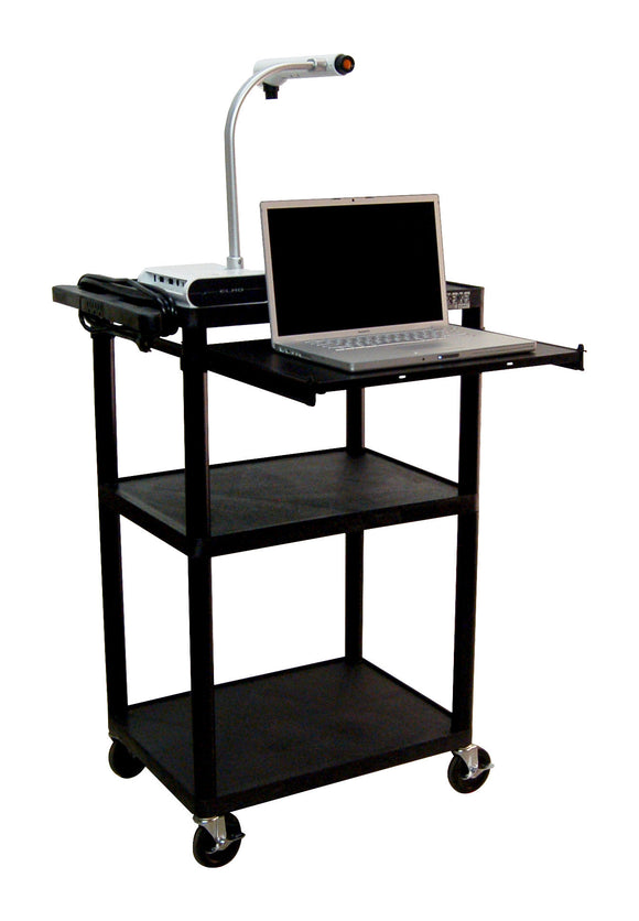 Luxor LP42LE-B Plastic AV Cart with Electric & Laptop Shelf 42Hx24W