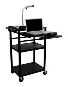 Luxor LP42LPE-B Plastic AV Cart with Electric & Laptop Shelf & Side Shelf 42Hx24W