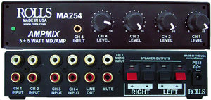 Rolls MA254 Compact Class D Stereo Amp with a 4 ch. Built in Stereo Mixer