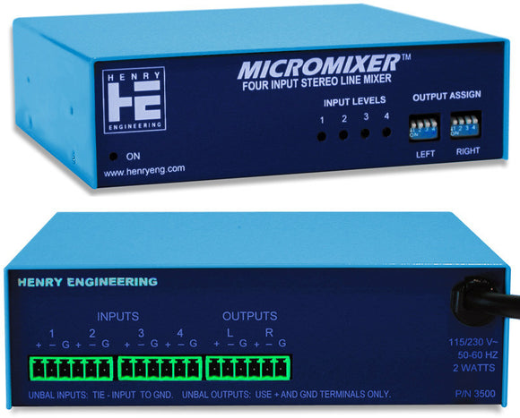 Henry Engineering MicroMixer Four-Input Stereo Mixer