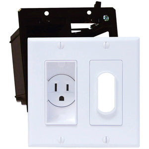 Midlite Double-Gang Decor Recessed Receptacle HDTV Plate Kit Light Almond