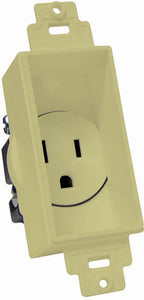 Midlite Single-Gang Decor Recessed AC Receptacle Ivory