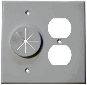 Midlite DR2G-GR10-WH Duplex Receptacle & Wireport with Grommet - White