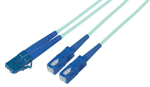 5-Meter 50/125 Fiber Optic Patch Cable Multimode Duplex LC to SC - 10-Gig Aqua