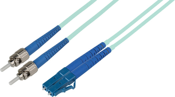 3-Meter 50/125 Fiber Optic Patch Cable Multimode Duplex ST to LC - 10-Gig Aqua