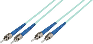 10-Meter 50/125 Fiber Optic Patch Cable Multimode Duplex ST to ST - 10-Gig Aqua