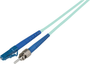 3-Meter 50/125 Fiber Optic Patch Cable Multimode Simplex ST to LC - 10-Gig Aqua