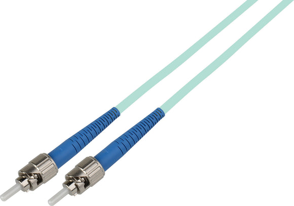 1-Meter 50/125 Fiber Optic Patch Cable Multimode Simplex ST to ST - 10-Gig Aqua