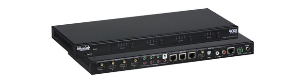 Muxlab 500412-US HDMI 4x4 Matrix Switch Kit HDBT PoC 4K/60 with 3 Receivers