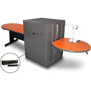 Marvel MVMTPM4830CHDT-H Peninsula Table/Media Center - Steel Door - Hand Microphone Cherry