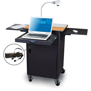 Marvel MVPCM2622OKDT-E Presentation Cart with Metal Door & Earpiece Microphone - Oak