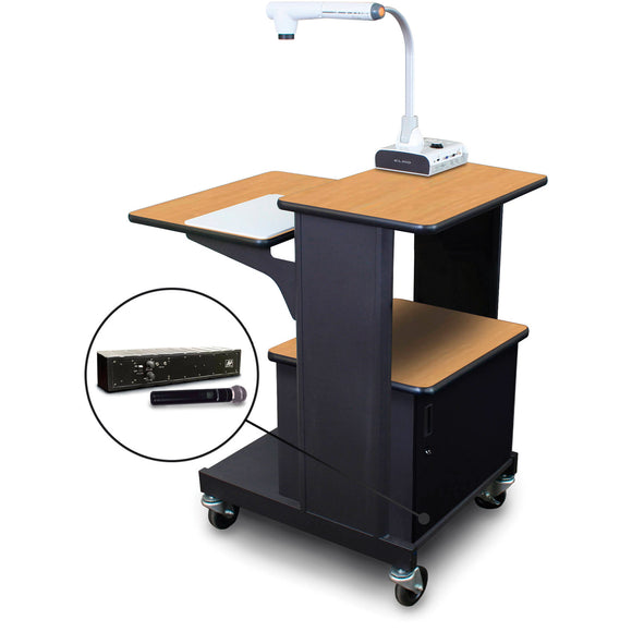 Marvel MVPSA2432OKDT-H Benchmark Cart with Acrylic Door and Hand Microphone - Oak