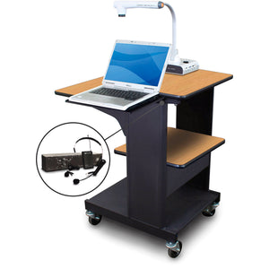 Marvel MVPSE2432OKDT-LE Benchmark Cart with Laptop Shelf & Earpiece Microphone - Oak