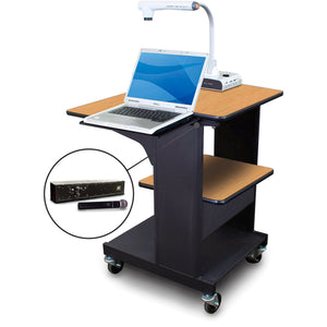 Marvel MVPSE2432OKDT-LH Benchmark Cart with Laptop Shelf & Hand Microphone - Oak