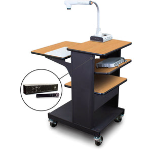 Marvel MVPSE2432OKDT-TH Benchmark Cart with Tilting Shelf & Hand Microphone - Oak