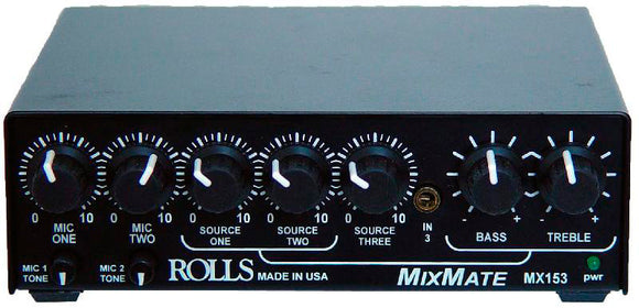 Rolls MX153 MixMate 1/2RU 2 Mic & 3 Stereo Source Mixer with PS27