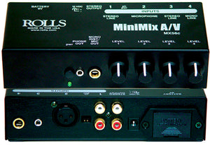 Rolls MX56c 4 Input Line Mixer with 1/4in 1/8in XLR and RCA Stereo Line Input