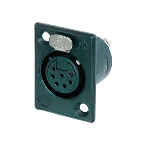 Neutrik NC7FP-B-1 7 Pin Female XLR Panel Receptacle - Black/Gold