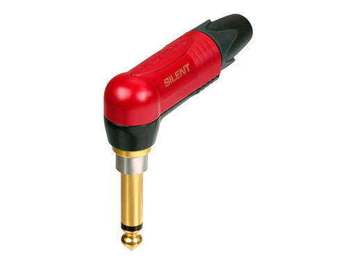 Neutrik NP2RX-SILENT-POS silentPLUG 1/4 Inch Right Angle Plug -Mono Red/Gold