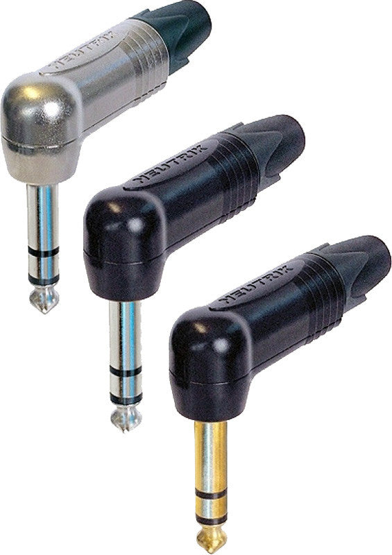 Neutrik NP3RX Stereo Right Angle 1/4in Plug w- Nickel Contacts & Silver Shell