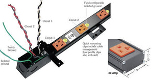 Middle Atlantic 20 Amp PDT Power Strips With TL Cord and Amp Meter