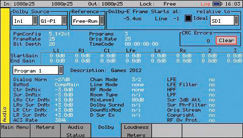 Leader Phabrix PHRXO-BDA Dolby Metering Timing and Metadata