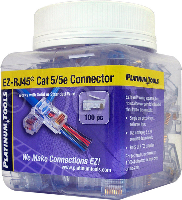 Platinum Tools EZ-RJ45 CAT5/5e Connectors Jar of 100